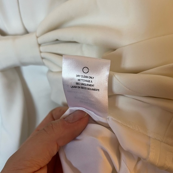 Anthropologie SACHIN + BABI Gwyneth V Neck White Mini Bow Dress Size US 12 - Picture 11 of 13
